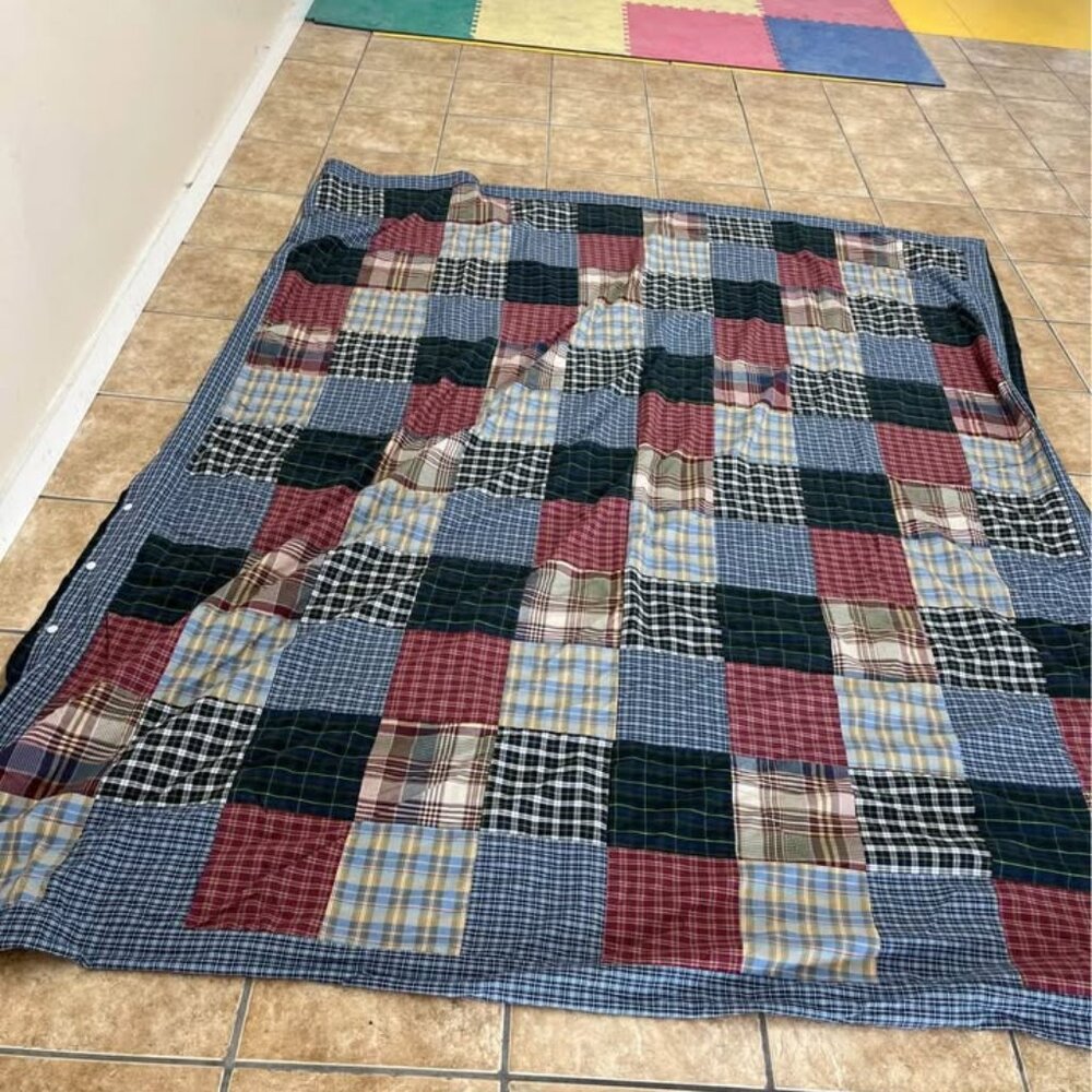 Rare Vintage Madras Plaid KING Duvet Cover. Almost New